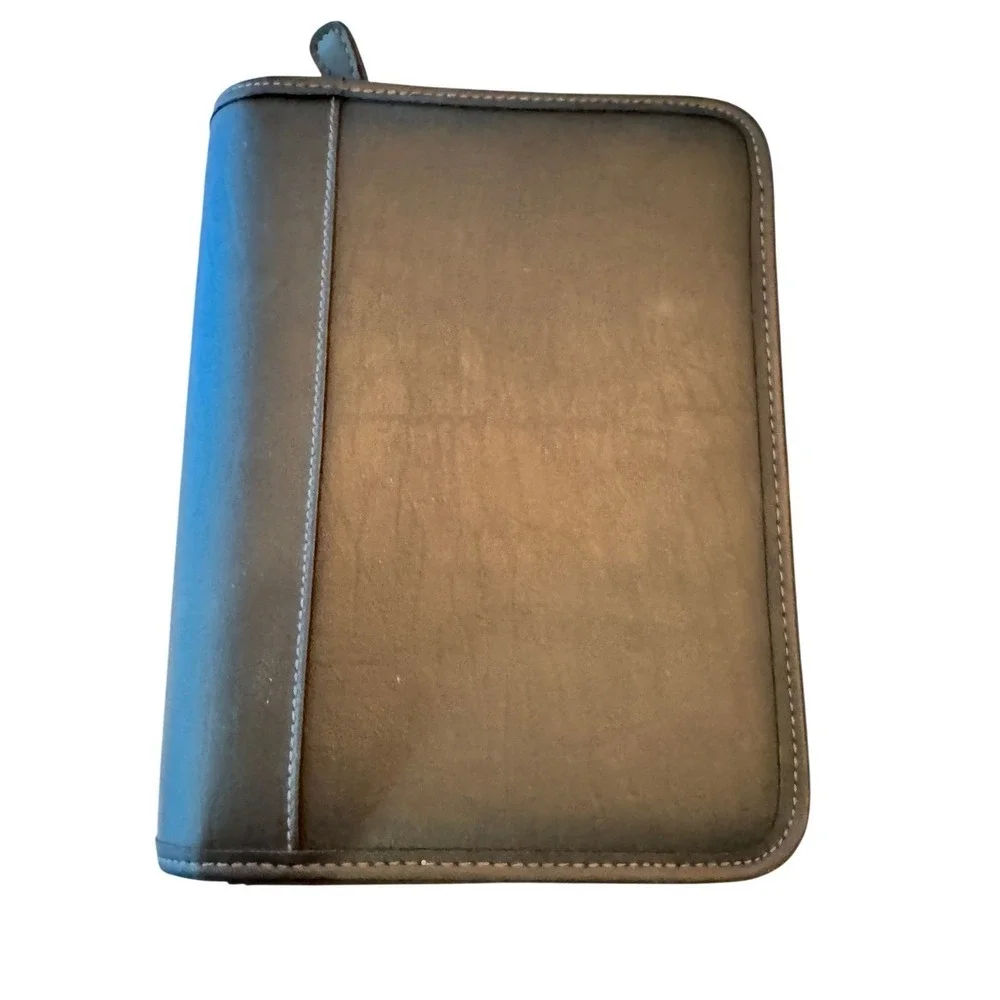 PlanAhead Black Zippered 3 Ring Binder Organizer Planner 8x10 Faux Leather